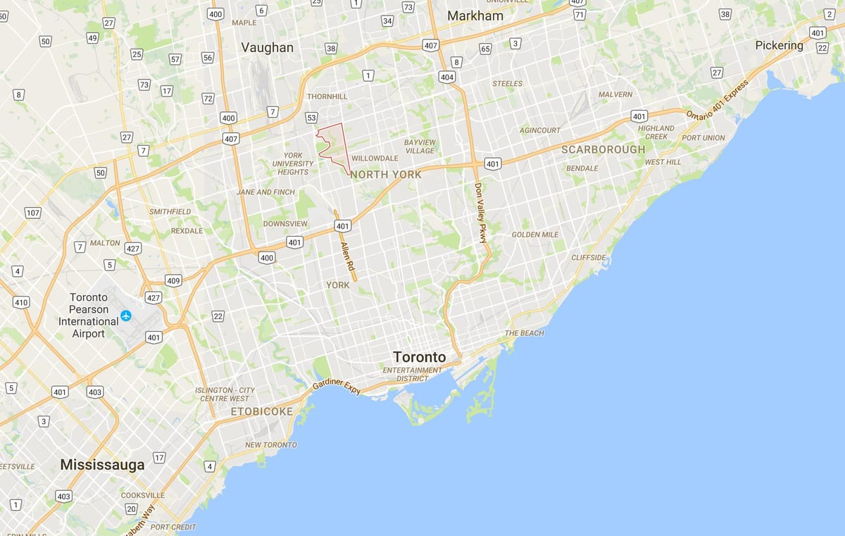 Mapa Westminster–Branson auzoan Toronto