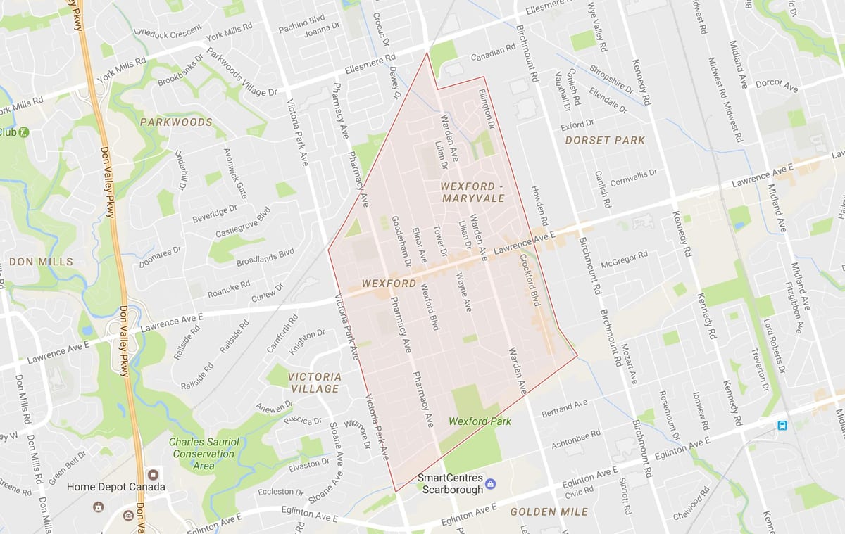 Mapa Wexford auzoa Toronto