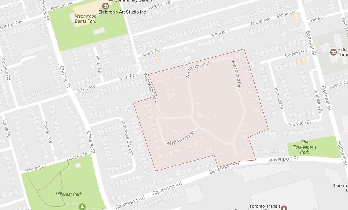 Mapa Wychwood Park auzo Toronto