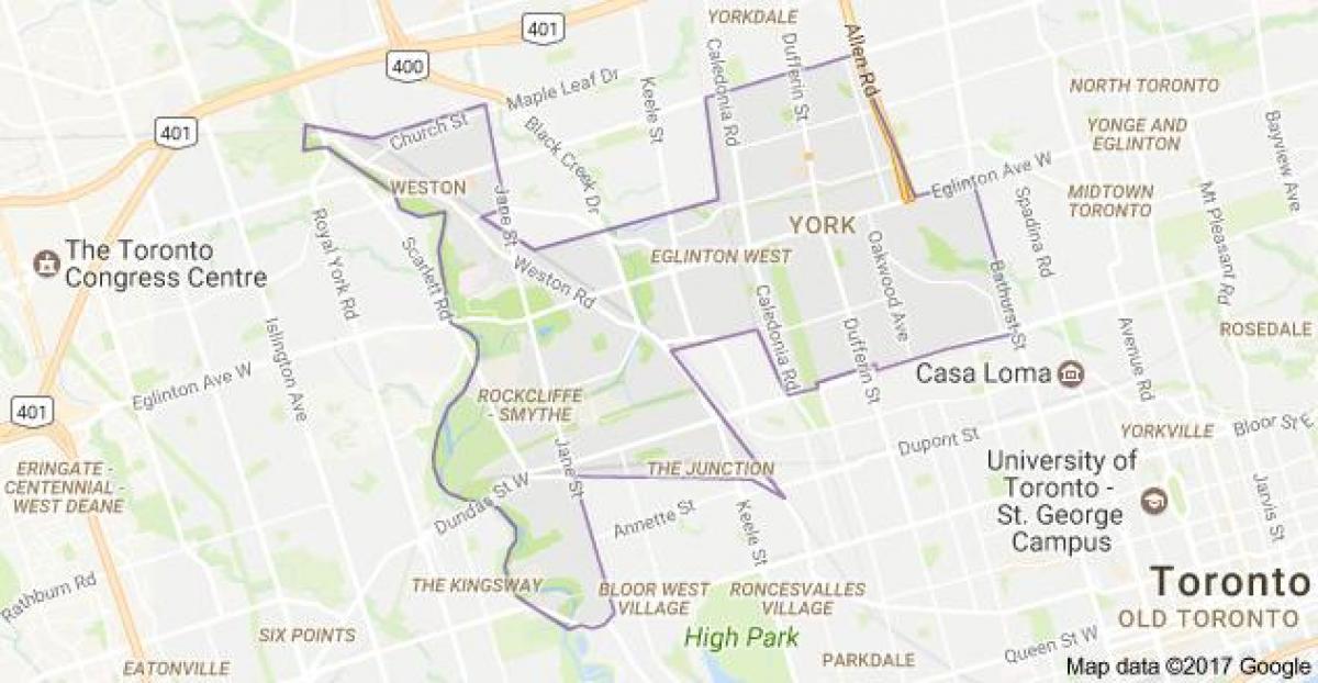 Mapa York Toronto, Kanada