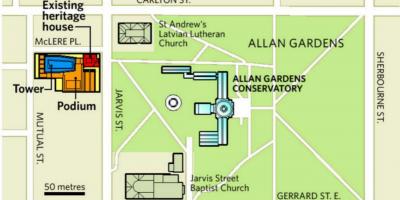 Mapa Allan Lorategiak Toronto