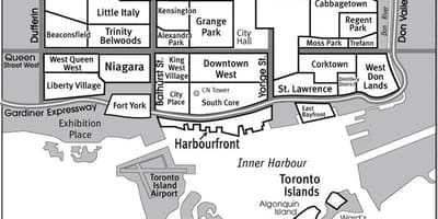 Mapa Auzoko Hegoaldean Core Toronto