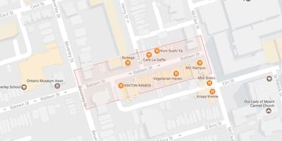 Mapa Baldwin Herrixka auzoa Toronto
