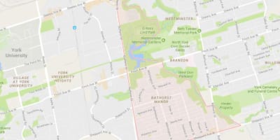 Mapa Bathurst Manor auzoa Toronto