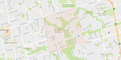 Mapa Bayview Baso – Steeles auzoa Toronto