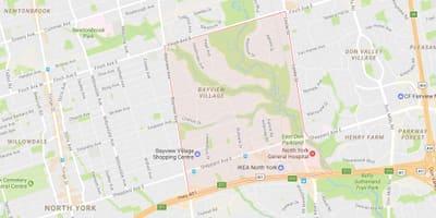 Mapa Bayview Herrixka auzoa Toronto