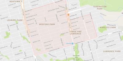 Mapa Bedford Park auzo Toronto