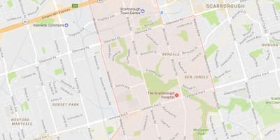 Mapa Bendale auzoa Toronto