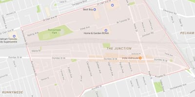 Mapa Bidegurutzean auzoa Toronto