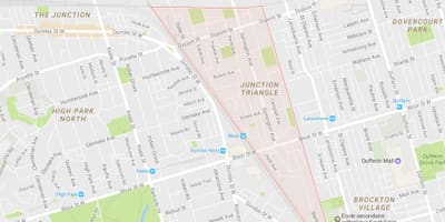 Mapa Bidegurutzean Triangelu auzoa Toronto