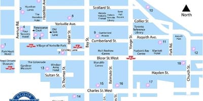 Mapa Bloor Yorkville metroa