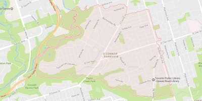 Mapa Brida Bidea auzoa Toronto