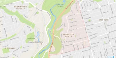 Mapa Broadview Ipar auzoa Toronto