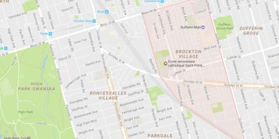 Mapa Brockton Herrixka auzoa Toronto