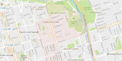 Mapa Cabbagetown auzoa Toronto