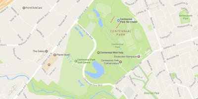 Mapa Centennial Park auzo Toronto