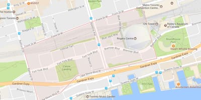 Mapa CityPlace auzoa Toronto
