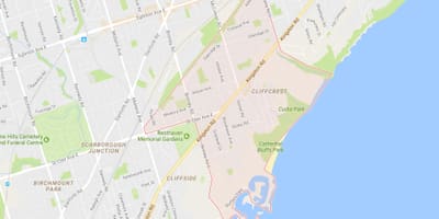 Mapa Cliffcrest auzoa Toronto