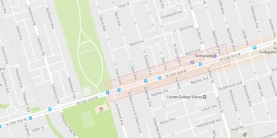 Mapa Corso Italia auzoa Toronto