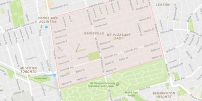 Mapa Davisville Herrixka auzoa Toronto