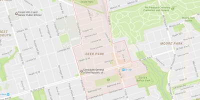 Mapa Deer Park auzo Toronto