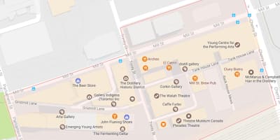 Mapa Destilategiaren Barrutia auzoa Toronto