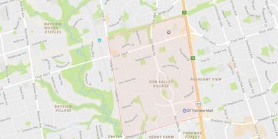 Mapa Don Valley Herrixka auzoa Toronto