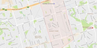 Mapa Dorset Park auzo Toronto