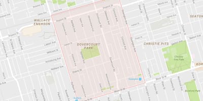 Mapa Dovercourt Park auzo Toronto