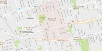 Mapa Dufferin Grove auzoa Toronto