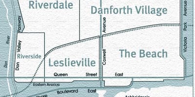 Mapa East end-Toronto