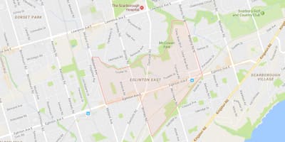 Mapa Eglinton Ekialdeko auzoa Toronto