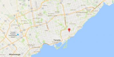 Mapa Ekialdean Danforth auzoan Toronto