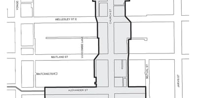 Mapa Eliza-Wellesley Herri mailako Hobekuntza Area Toronto