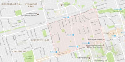 Mapa Eranskinean auzoa Toronto