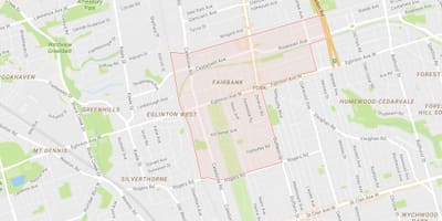 Mapa Fairbank auzoa Toronto