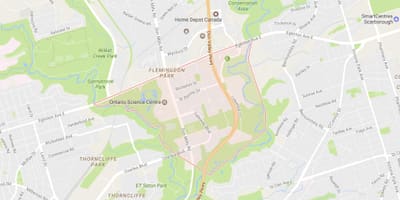 Mapa Flemingdon Park auzo Toronto