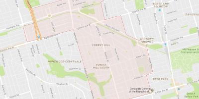 Mapa Forest Hill auzoan Toronto