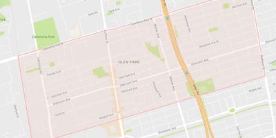 Mapa Glen Park auzo Toronto