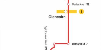 Mapa HAR 14 Glencairn autobus ibilbidea Toronto