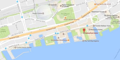 Mapa Harbourfront auzoa Toronto