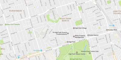 Mapa Handiko Parke auzoa Toronto