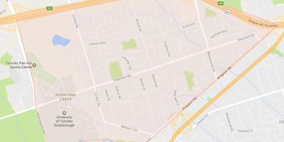 Mapa Highland Creek auzoa Toronto