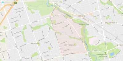 Mapa Humber Altuera – Westmount auzoa Toronto