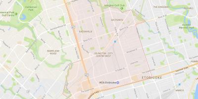 Mapa Islington-Hiriaren Erdigunean West auzoan Toronto