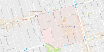 Mapa Kensington Merkatuan auzoa Toronto