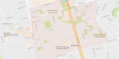 Mapa Lawrence Altuerak auzoa Toronto