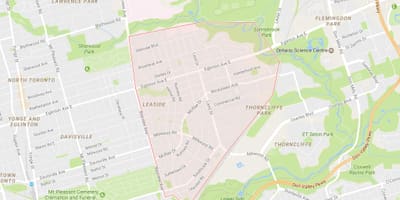 Mapa Leaside auzoa Toronto