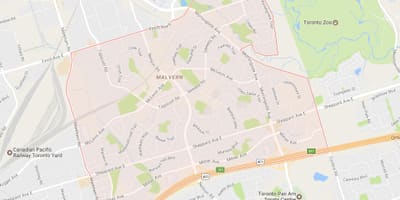 Mapa Malvern auzoa Toronto