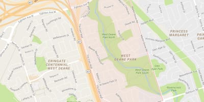 Mapa West Deane Park auzo Toronto
